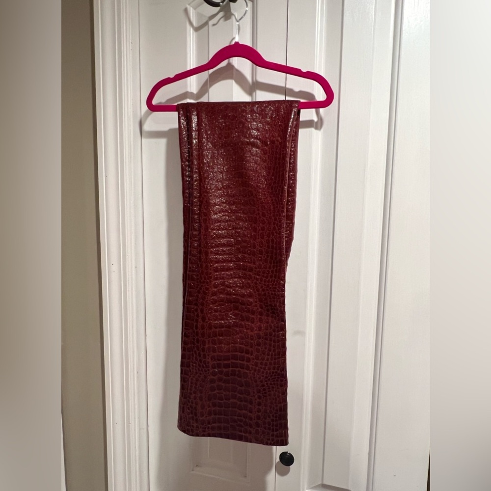 Red Snake-Skin Flared Pants - Picture 4 of 4